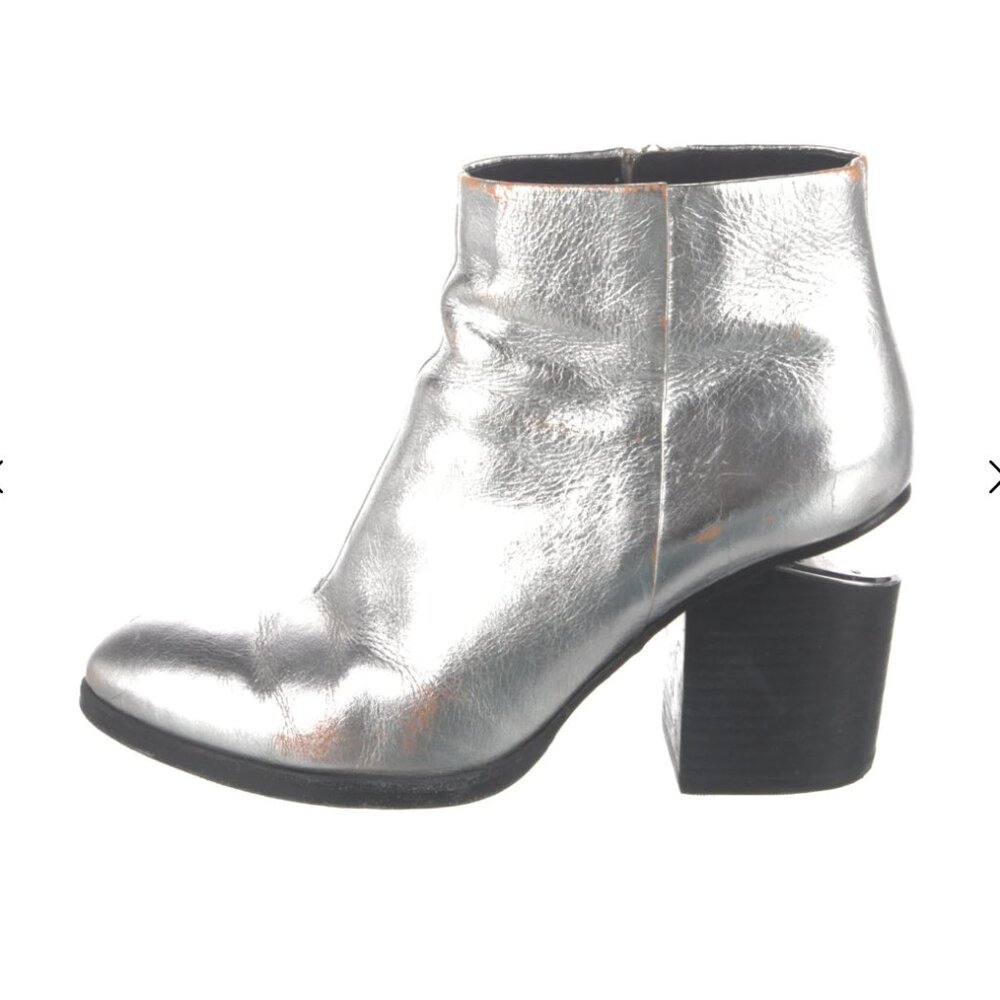 Alexander Wang Leather Ankle Boots Silver